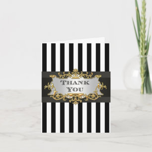 Tarjeta De Agradecimiento Rayas Negras y Blancas Gracias por AA