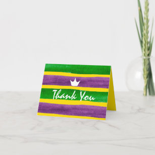 Tarjeta De Agradecimiento Rayas púrpuras pintadas a mano del oro verde del