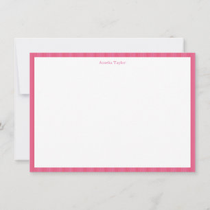 Tarjeta De Agradecimiento Rayas Rojas Rosadas Nombre Personalizado Fiesta Na