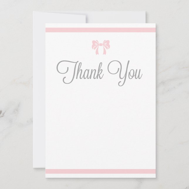 Tarjeta De Agradecimiento Rayas rosadas con reverencias gracias (Anverso)