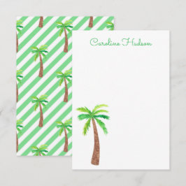 Tarjeta De Agradecimiento Rayas Verdes de Acuarela Palmeras