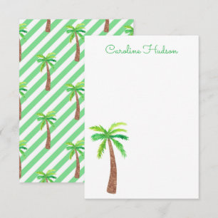 Tarjeta De Agradecimiento Rayas Verdes de Acuarela Palmeras