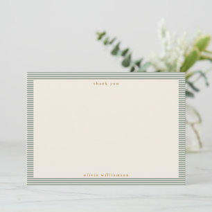 Tarjeta De Agradecimiento Rayas verdes salvia vintage nombre personalizado
