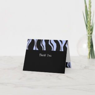 Tarjeta De Agradecimiento Rayo de cebra negro y azul claro Gracias
