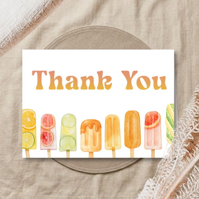 Tarjeta De Agradecimiento Ready to Pop Popsicle Baby Shower (Popsicle Summer Baby Shower Thank You Card)