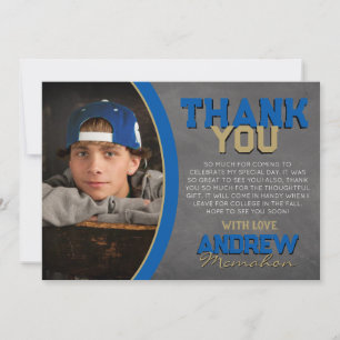 Tarjeta de agradecimiento Real Blue & Bronze Chalk