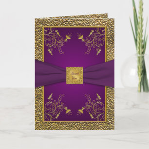 Tarjeta de agradecimiento Real Púrpura y Dorado
