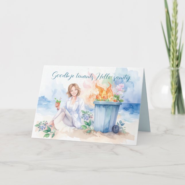 Tarjeta De Agradecimiento Realtor Felicitaciones a los inquilinos de Adiós.  (Anverso)