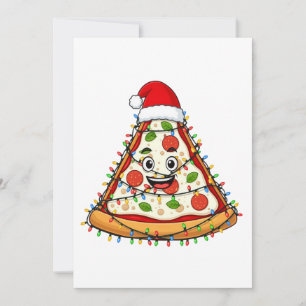 Tarjeta De Agradecimiento Rebanada de pizza de Navidad con sombrero de Santa
