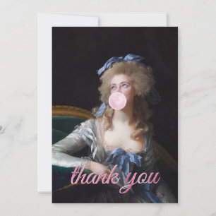 Tarjeta De Agradecimiento Recatada con chicle rosa