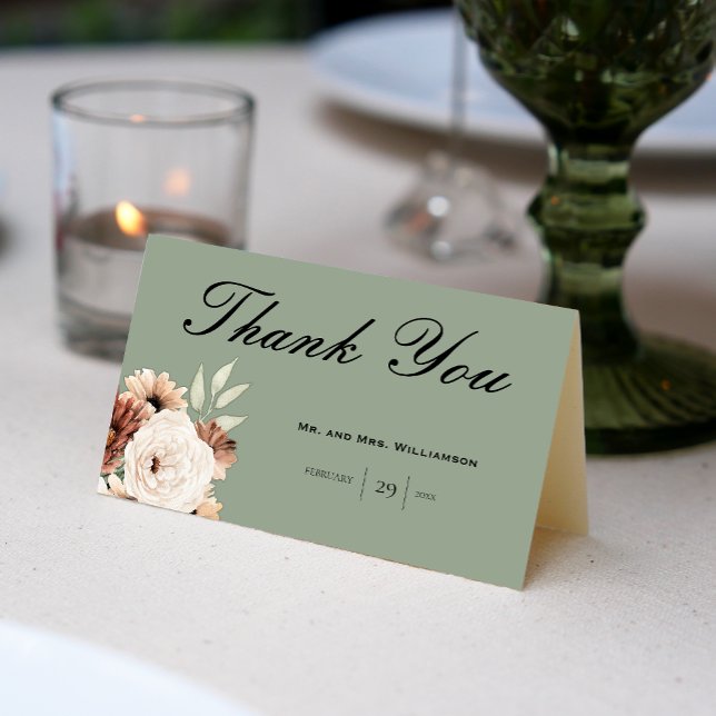 Tarjeta De Agradecimiento Recepción de Boda Rústica en Verde Salvia (Subido por el creador)