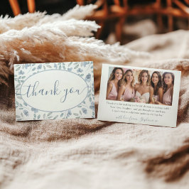 Tarjeta De Agradecimiento Receta para la Novia Floral Azul Polvoriento