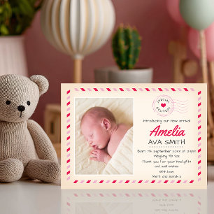 Tarjeta De Agradecimiento Recién nacido chica invitación/tarjeta de agradeci