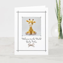 Tarjeta De Agradecimiento Recién nacido Crochet Giraffe Personalizado de la 