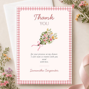 Tarjeta De Agradecimiento Recién salida del mercado ducha de novia de gingha