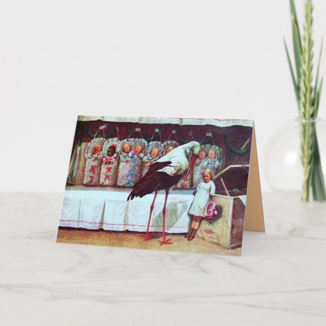 TARJETA DE AGRADECIMIENTO RECIENES NACIDOS BABY SHOWER STORK (Anverso)