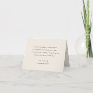 Tarjeta De Agradecimiento Reconocimiento de Funeral Clásico Ecru Pálido