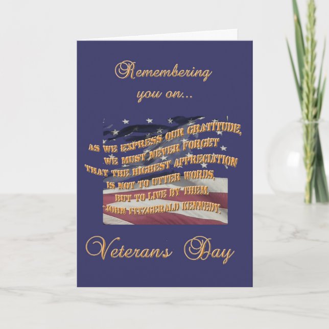 Tarjeta De Agradecimiento Recordando el Día de los Veteranos (Anverso)