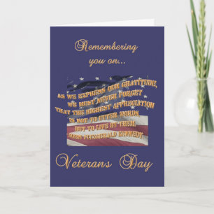 Tarjeta De Agradecimiento Recordando el Día de los Veteranos