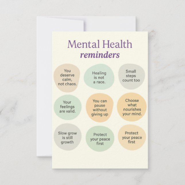 Tarjeta De Agradecimiento Recordatorio de Salud Mental Pastel  (Anverso)
