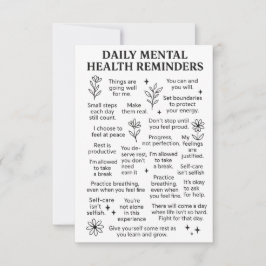 Tarjeta De Agradecimiento Recordatorios diarios de salud mental