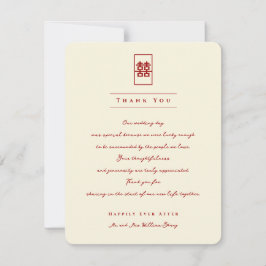 Tarjeta De Agradecimiento Rectángulo de doble felicidad foto Boda chino T
