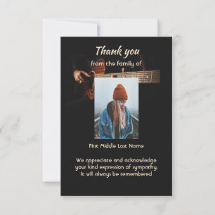 Tarjeta De Agradecimiento Recuerdo conmemorativo gracias Música Guitarra