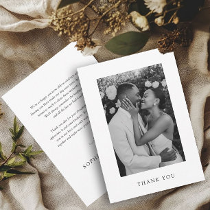 Tarjeta De Agradecimiento Recuerdo de foto de boda elegante y atemporal