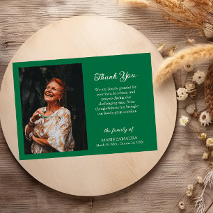 Tarjeta De Agradecimiento Recuerdo de Foto Funeral Gracias Botella Verde