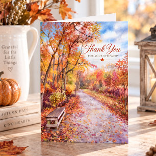 Tarjeta De Agradecimiento Recuerdo de simpatía del camino de otoño