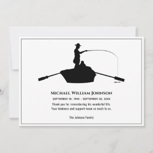 Tarjeta De Agradecimiento Recuerdo Funeral Negro y Blanco Pesca Eterna