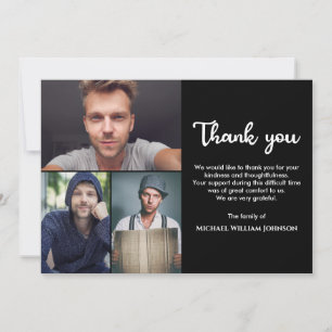Tarjeta De Agradecimiento Recuerdo Funeral Único de Luto Collage de 3 Fotos