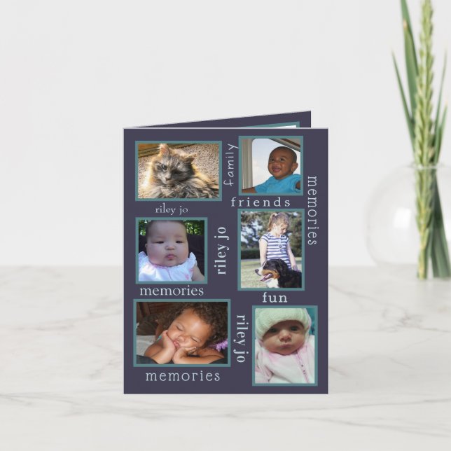 Tarjeta De Agradecimiento Recuerdos Azul 6 Foto Cualquier Ocasión (Anverso)