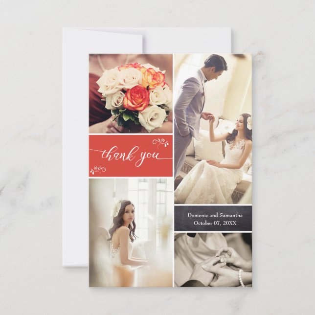Tarjeta De Agradecimiento Recuerdos bodas" Gracias Personalizado (Anverso)