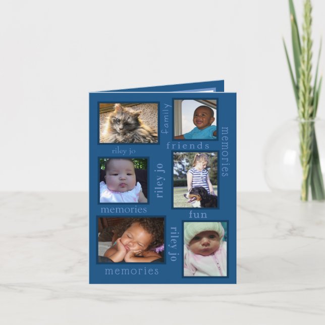 Tarjeta De Agradecimiento Recuerdos Classic Blue 6 Foto en cualquier ocasión (Anverso)