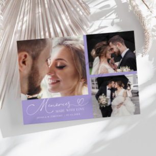 Tarjeta De Agradecimiento Recuerdos Hechos Con Amor Boda Lila Foto
