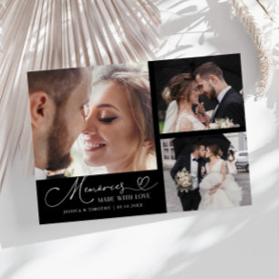 Tarjeta De Agradecimiento Recuerdos Hechos Con Amor Boda Negra Multi Foto