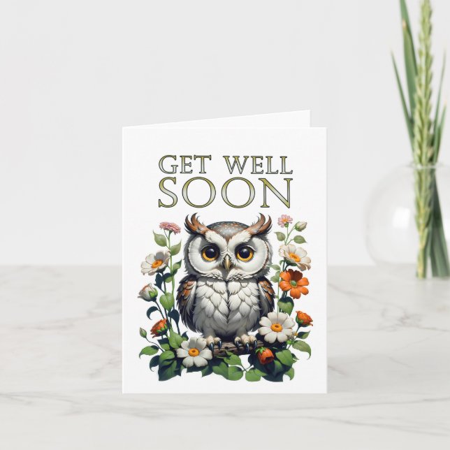 Tarjeta De Agradecimiento recuperarse pronto owl (Anverso)