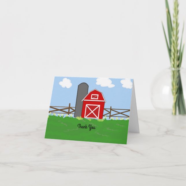 Tarjeta De Agradecimiento Red Barn Gracias (Anverso)