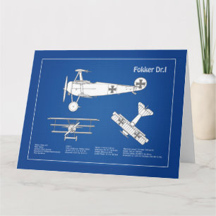 Tarjeta De Agradecimiento Red Baron Fokker Dr. 1 - Airplane Blueprint ABD
