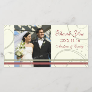 Tarjeta De Agradecimiento Red Beige Swirl Gracias Cartas Fotográficas Bodas