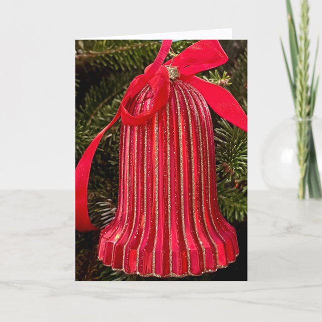 Tarjeta De Agradecimiento Red Bell Christmas Tree Ornament (Anverso)