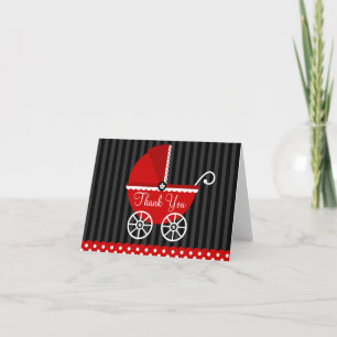 Tarjeta De Agradecimiento Red Black Carriage Dots Thank You