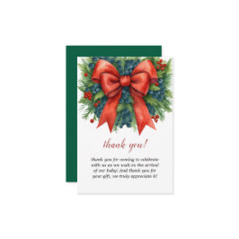 Tarjeta De Agradecimiento Red Bow Baby Shower Christmas Brunch