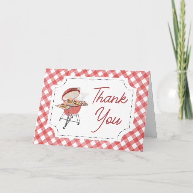 Tarjeta De Agradecimiento Red Burger BBQ Baby Shower (Anverso)