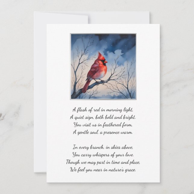 Tarjeta De Agradecimiento Red Cardinal Funeral Memorial Thank You Card (Anverso)