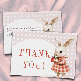 Tarjeta De Agradecimiento Red Checkered Berry Sweet Bunny Baby Shower Flat