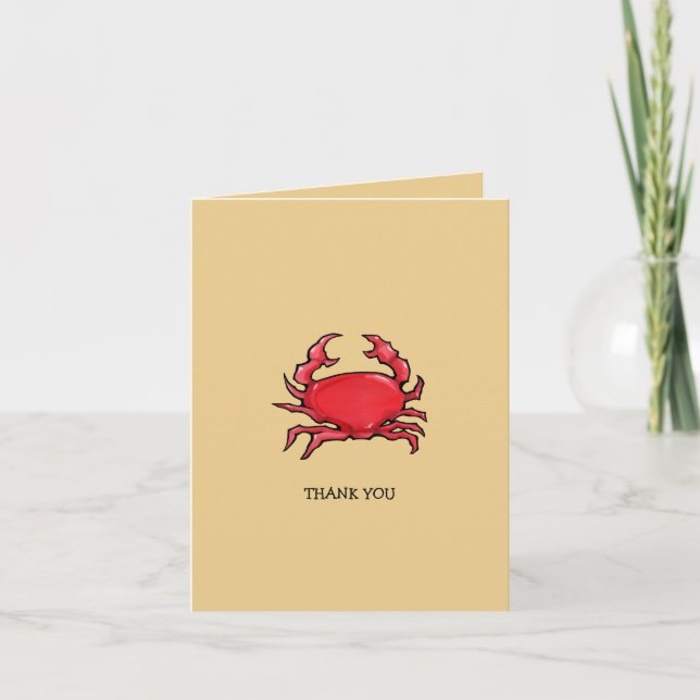 Tarjeta De Agradecimiento Red Crab sand Thank You Card (Anverso)