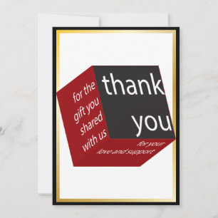 Tarjeta De Agradecimiento Red de cubo geométrico Regalo de Boda Black High