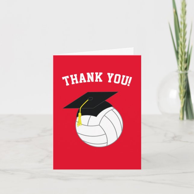 Tarjeta De Agradecimiento Red deportiva de graduación de voleibol (Anverso)